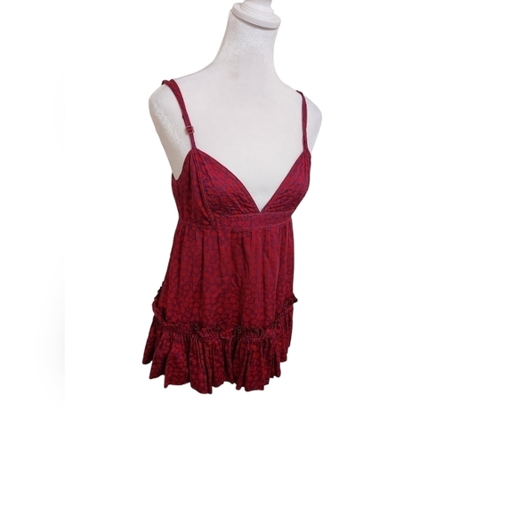 MARC JACOBS babydoll red purple tank Y2K drop waist ruffle waist buttoned back 4 - Picture 2 of 13